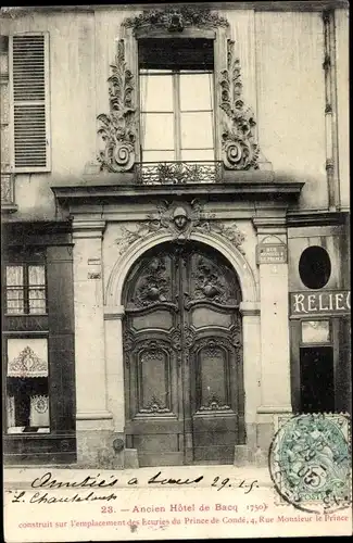 Ak Paris VI., Ancien Hotel de Bacq