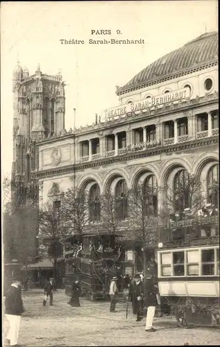 Ak Paris IX., Theatre Sarah Bernhardt