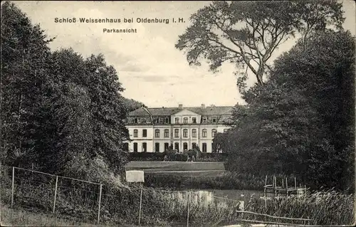 Ak Weißenhaus Wangels in Ostholstein, Schloss, Parkansicht