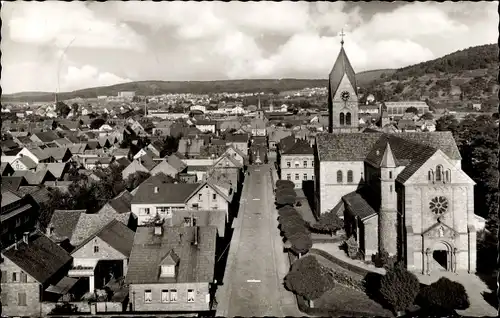 Ak Wertheim am Main, Pfarrkirche, Luxburgstrasse, Vogelschau