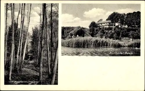 Ak Bäk in Schleswig Holstein, Hotel Baek, Gustav Jarr, Partie im Kupfermühlental