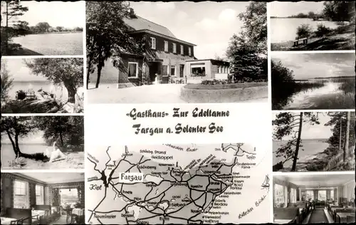 Ak Fargau Pratjau in Schleswig Holstein, Gasthaus zur Edeltanne, Uferpartie am Selenter See