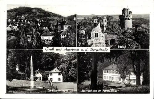 Ak Auerbach Bensheim an der Bergstraße Hessen, Schloss, Fürstenlager, Herrenhaus im Fürstenlager