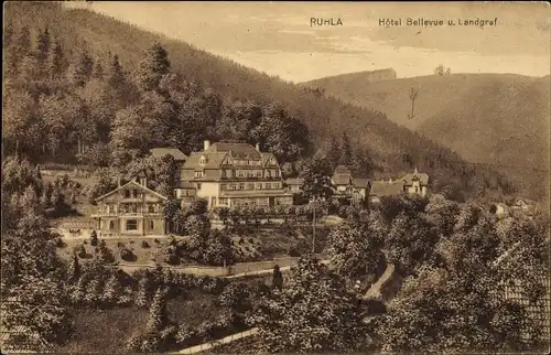 Ak Ruhla in Thüringen Hotel Bellevue u. Landgraf