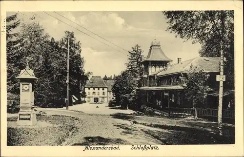 Ak Bad Alexandersbad im Fichtelgebirge Oberfranken Schlossplatz