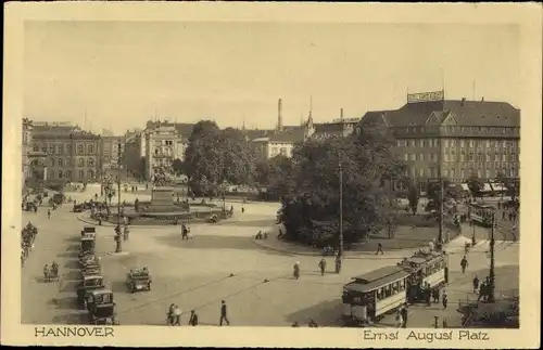 Ak Hannover in Niedersachsen Ernst-August-Platz Straßenbahn