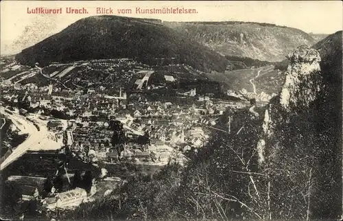 Ak Bad Urach in der Schwäbischen Alb Blick vom Kunstmühlefelsen