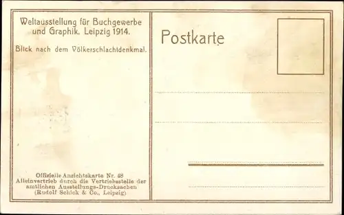 Ak Leipzig in Sachsen, Weltausstellung für Buchgewerbe und Graphik, 1914, Völkerschlachtdenkmal