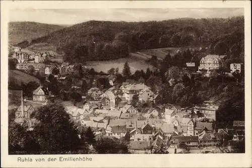 Ak Ruhla in Westthüringen, Blick von der Emilienhöhe auf die Ortschaft