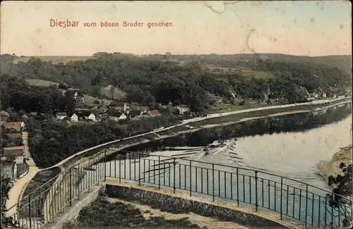 Ak Diesbar Seußlitz Nünchritz an der Elbe, Blick vom bösen Bruder