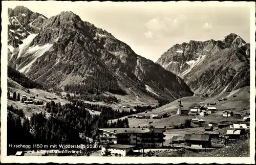 Ak Hirschegg Mittelberg im Kleinwalsertal Vorarlberg, Widderstein, Gesamtansicht