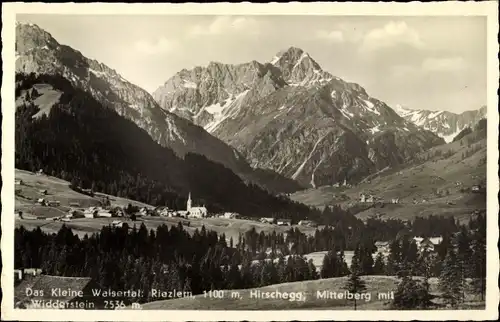 Ak Hirschegg Mittelberg im Kleinwalsertal Vorarlberg, Riezlern, Widderstein, Gesamtansicht