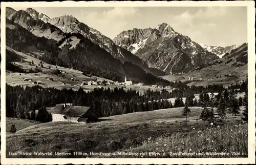 Ak Hirschegg Mittelberg im Kleinwalsertal Vorarlberg, Riezlern, Widderstein, Gesamtansicht