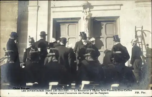 Ak Paris IX. Arr., La Resistance a l'Eglise Saint Pierre du Gros Caillou, Louis Lépine, Pompiers