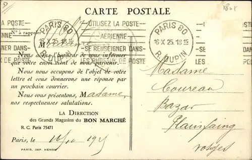 Ak Paris VII., Au Bon Marche, Maison A. Boucicaut, Service des Expeditions