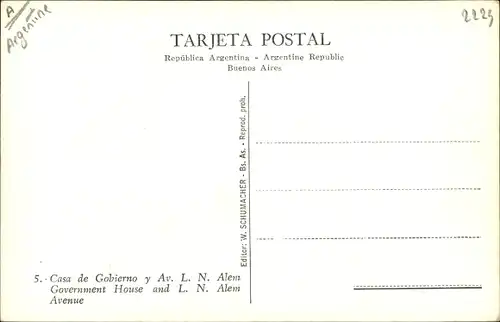 Ak Buenos Aires Argentinien, Casa de Gobierno y Av. L.N. Alem