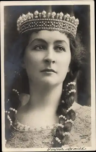 Ak Schauspielerin Taines, Portrait mit Krone
