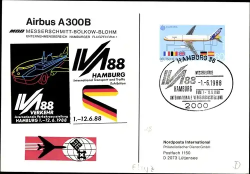 Ak Passagierflugzeug Airbus A300 B, MBB Messerschmitt Bölkow Blohm, F-WUAB