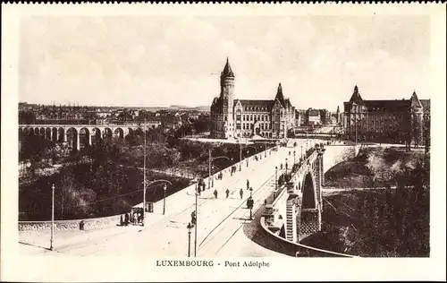 Ak Luxemburg, Pont Adolphe, Brücke, Gleise, Ort