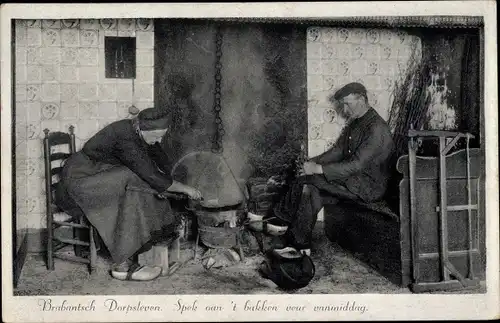 Ak Nordbrabant, Dorpsleven, Spek van 't bakken veur vanmiddag