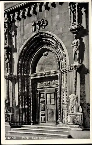 Ak Šibenik Sebenico Kroatien, Portal Katedrale