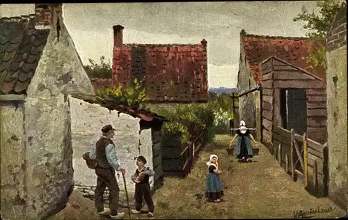 Künstler Ak Gerstenhauer, J., G., Ortspartie, Wasserträgerin