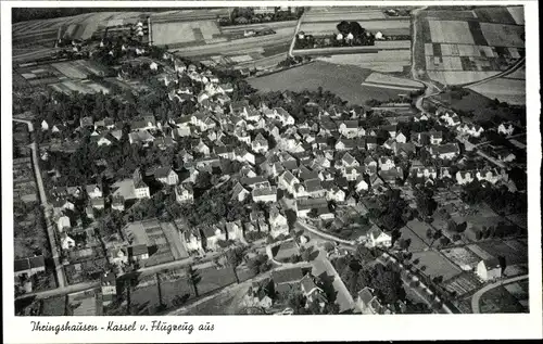 Ak Ihringshausen Fuldatal Hessen, Fliegeraufnahme vom Ort