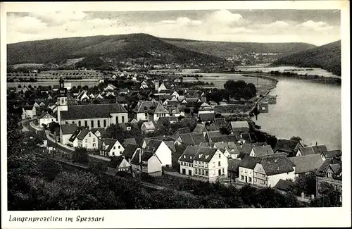 Ak Langenprozelten Gemünden am Main Unterfranken, Blick über den Ort ins Maintal