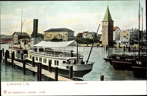 Ak Lindau am Bodensee Schwaben, Hafenpartie