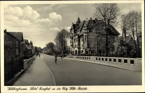 Ak Hildburghausen in Thüringen, Hotel Burghof, Fritz Hille Brücke