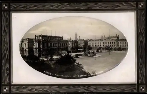 Präge Passepartout Ak Leipzig in Sachsen, Augustusplatz, Museum d. bild. Künste