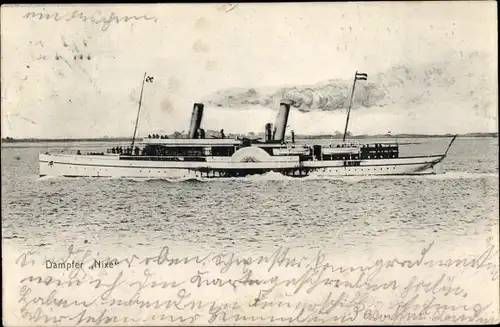 Ak Dampfer Nixe, Seitenraddampfer, Fahrgastschiff