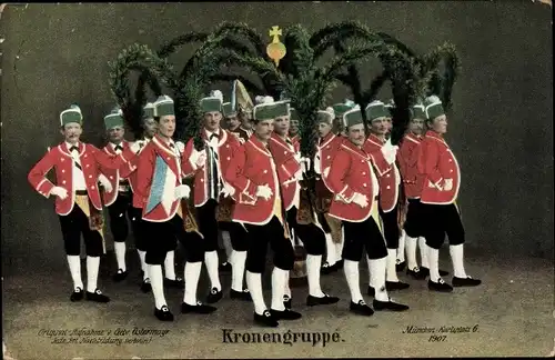 Ak München Bayern, Schäfflertanz 1907, Kronengruppe