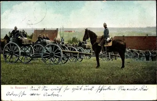 Ak In Reserve, Deutsche Soldaten in Uniformen, Reiter, Geschütze