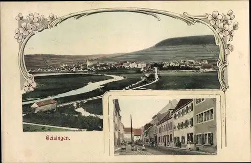 Ak Geisingen in Baden, Blick auf den Ort, Straßenpartie