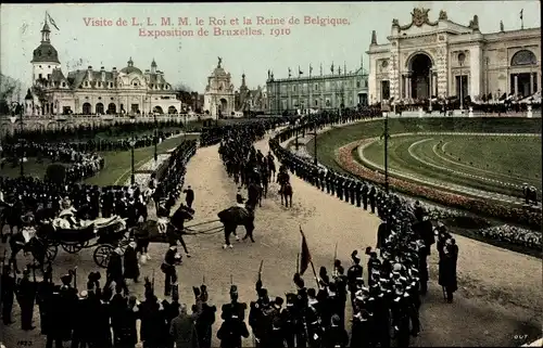 Ak Bruxelles Brüssel, Roi et Reine de Belgique, Exposition 1910, Albert I, Elisabeth Gabriele