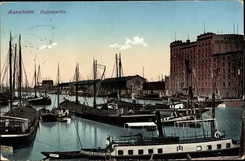 Ak Mannheim in Baden Württemberg, Blick auf den Hafen