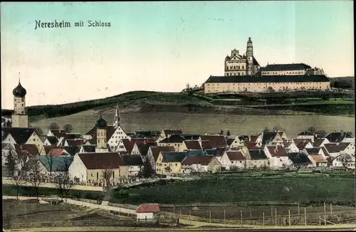 Ak Neresheim Baden Württemberg, Blick auf den Ort mit Schloss