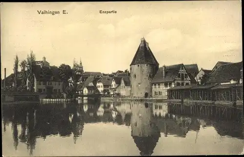 Ak Vaihingen an der Enz, Blick auf den Ort mit Enzpartie