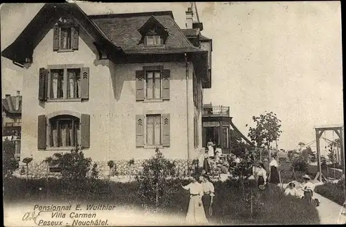 Ak Peseux Kanton Neuenburg Neuchâtel, Pensionat Villa Carmen