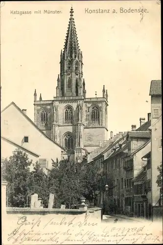 Ak Konstanz am Bodensee, Katzgasse mit Münster