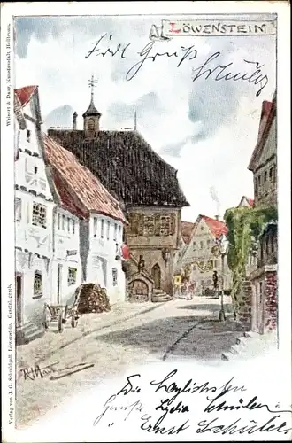 Künstler Ak Löwenstein in Württemberg, Straßenpartie im Ort