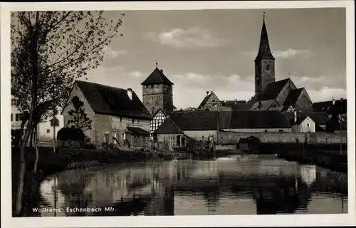 Ak Wolframs Eschenbach, Blick auf den Ort vom Wasser