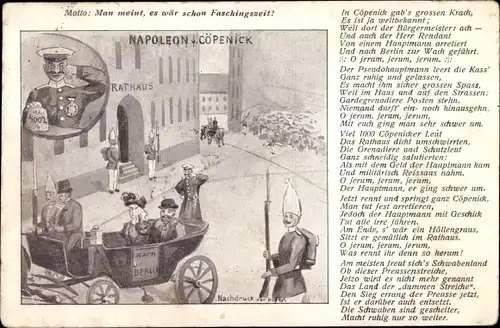 Gedicht Ak Berlin Köpenick, Hauptmann von Köpenick