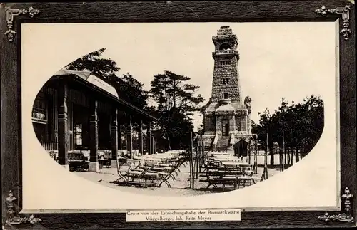 Präge Passepartout Ak Berlin Köpenick, Erfrischungshalle der Bismarckwarte, Müggelberge