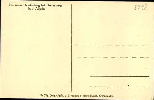 Ak Lindenberg im Allgäu Schwaben, Restaurant Nadenberg