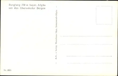 Ak Burgberg im Allgäu, Gesamtansicht, Kratzer, Biberkopf, Hammerspitze, Fellhorn, Alpenpanorama