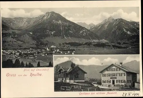 Ak Oberstdorf im Oberallgäu, Gasthaus zur schönen Aussicht, Reuthe