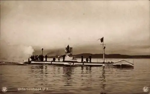 Ak Deutsches Unterseeboot, U-Boot U 1, Kaiserliche Marine