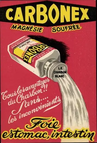 Ak Reklame Carbonex, Magnesie souffrée, Laboratoires Bios, Paris XVI.